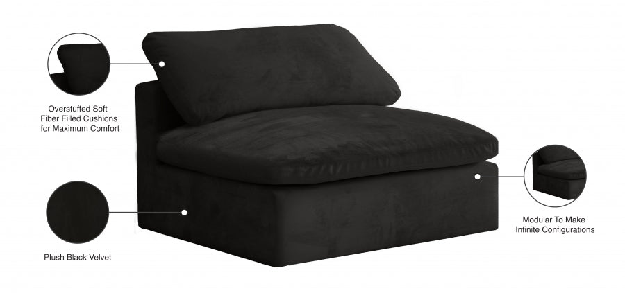 Chaise sans accoudoirs confortable rembourrée en fibre de velours Cosy Velvet