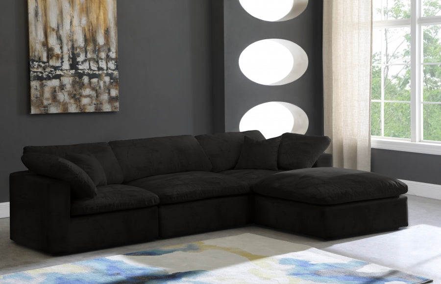 Sectionnel réversible rembourré en fibres de velours douillet et confortable, semblable à un nuage