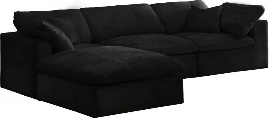 Sectionnel réversible rembourré en fibres de velours douillet et confortable, semblable à un nuage