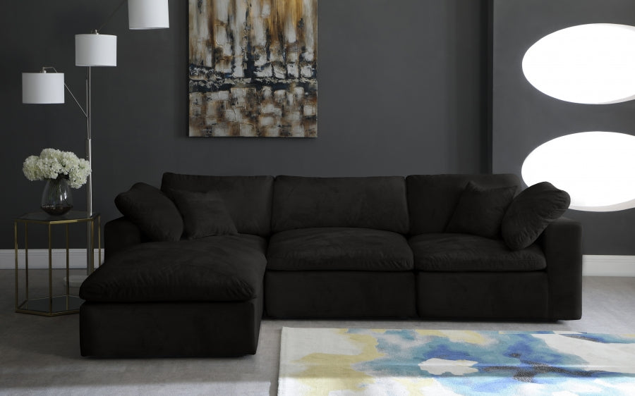 Sectionnel réversible rembourré en fibres de velours douillet et confortable, semblable à un nuage
