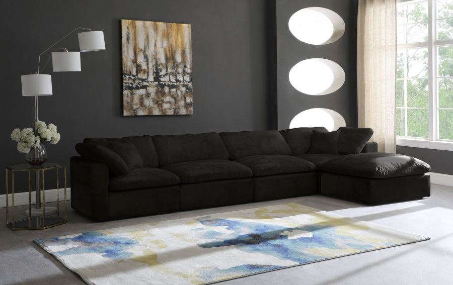 Sectionnel réversible rembourré en fibres de velours douillet et confortable, semblable à un nuage
