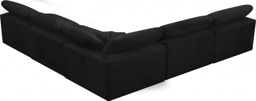 Sectionnel réversible rembourré en fibres de velours douillet et confortable, semblable à un nuage
