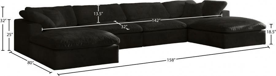 Sectionnel réversible rembourré en fibres de velours douillet et confortable, semblable à un nuage