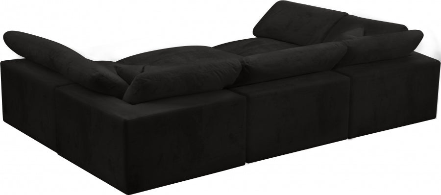 Sectionnel réversible rembourré en fibres de velours douillet et confortable, semblable à un nuage