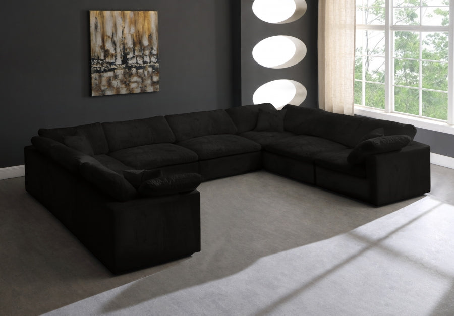 Sectionnel réversible rembourré en fibres de velours douillet et confortable, semblable à un nuage