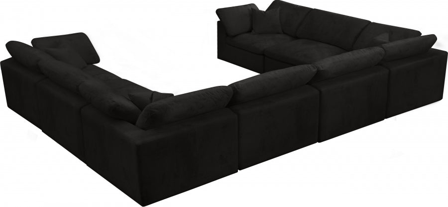 Sectionnel réversible rembourré en fibres de velours douillet et confortable, semblable à un nuage