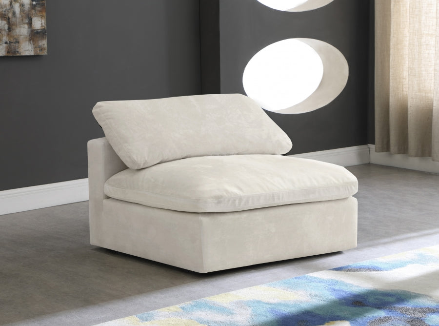Chaise sans accoudoirs confortable rembourrée en fibre de velours Cosy Velvet