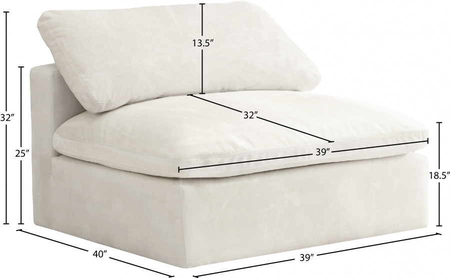 Chaise sans accoudoirs confortable rembourrée en fibre de velours Cosy Velvet