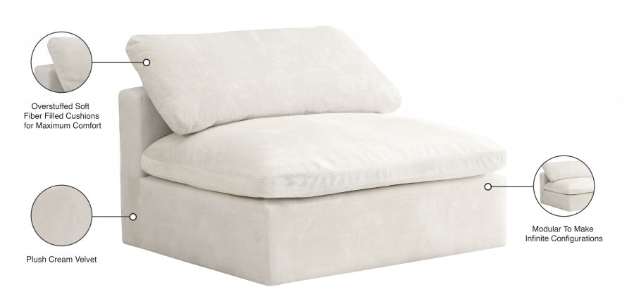 Chaise sans accoudoirs confortable rembourrée en fibre de velours Cosy Velvet