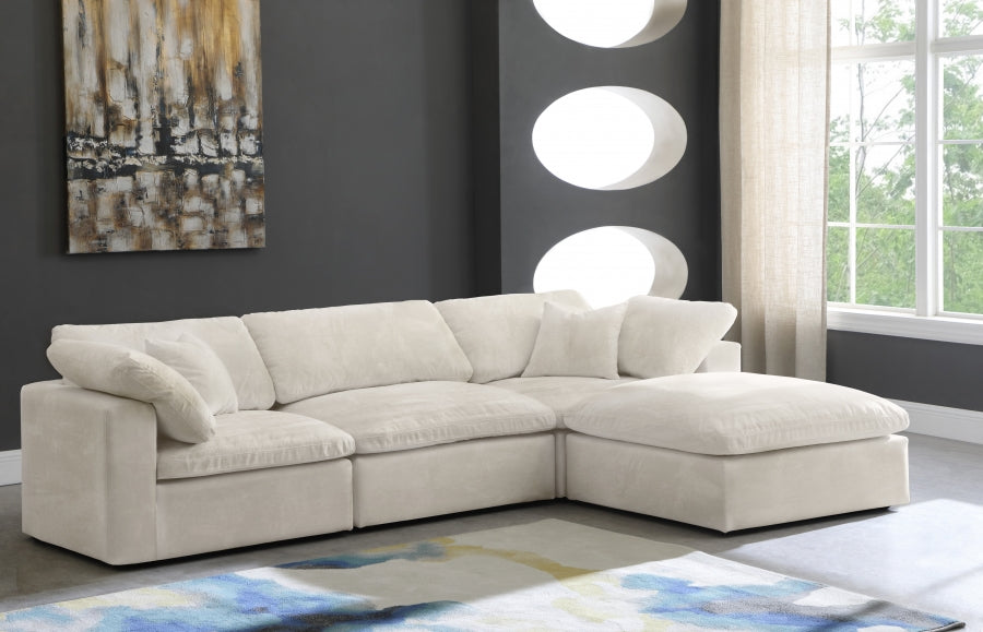 Sectionnel réversible rembourré en fibres de velours douillet et confortable, semblable à un nuage