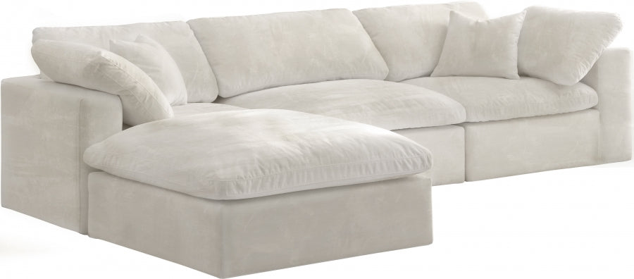 Sectionnel réversible rembourré en fibres de velours douillet et confortable, semblable à un nuage