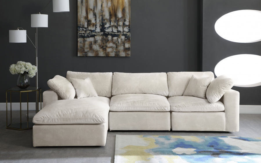 Sectionnel réversible rembourré en fibres de velours douillet et confortable, semblable à un nuage