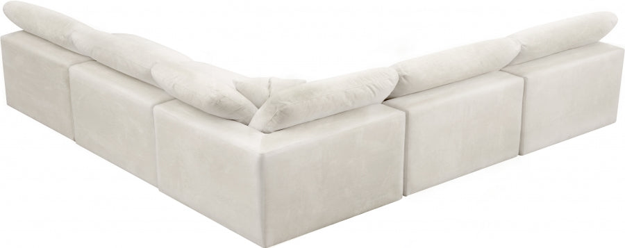 Sectionnel réversible rembourré en fibres de velours douillet et confortable, semblable à un nuage