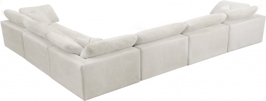 Sectionnel réversible rembourré en fibres de velours douillet et confortable, semblable à un nuage