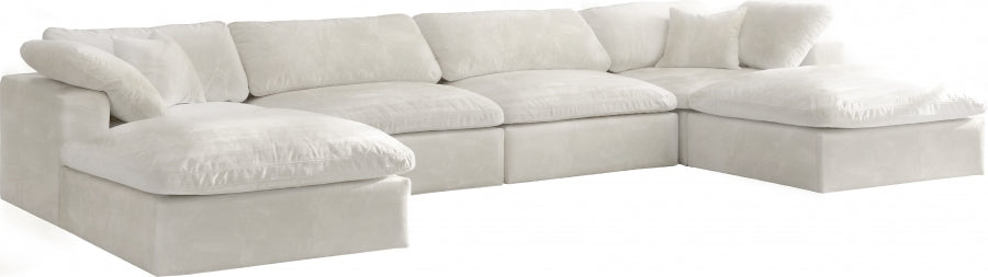 Sectionnel réversible rembourré en fibres de velours douillet et confortable, semblable à un nuage