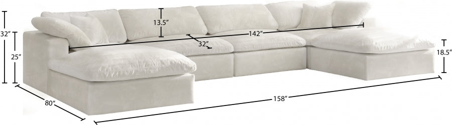 Sectionnel réversible rembourré en fibres de velours douillet et confortable, semblable à un nuage