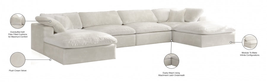 Sectionnel réversible rembourré en fibres de velours douillet et confortable, semblable à un nuage