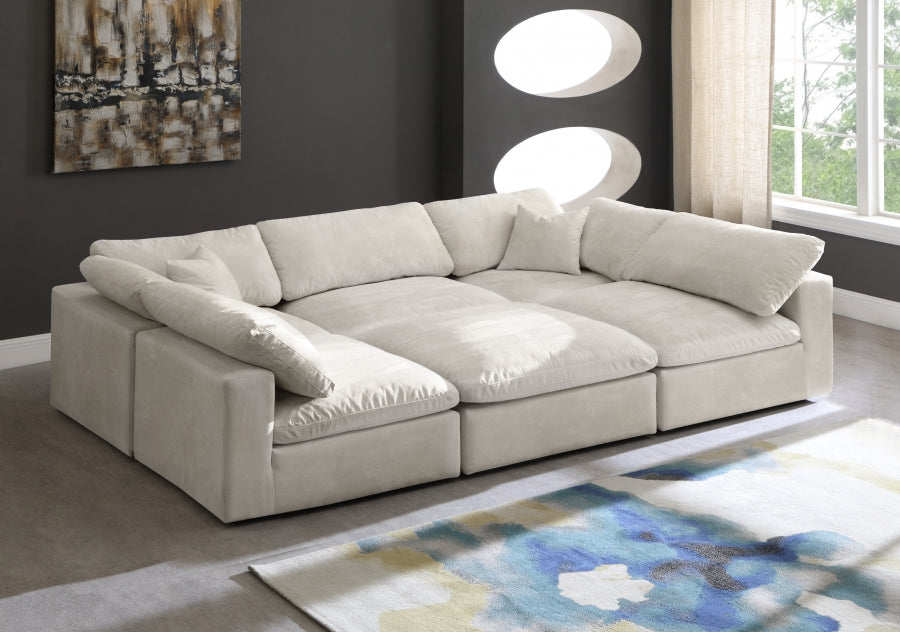 Sectionnel réversible rembourré en fibres de velours douillet et confortable, semblable à un nuage