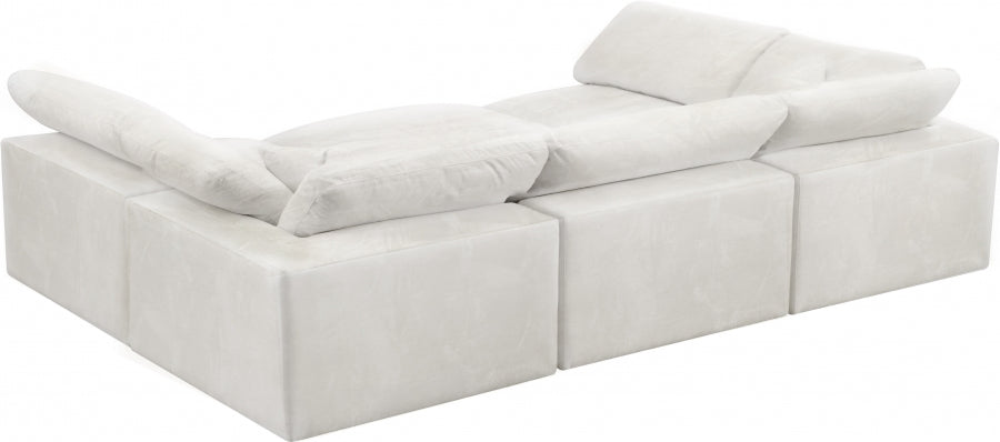 Sectionnel réversible rembourré en fibres de velours douillet et confortable, semblable à un nuage