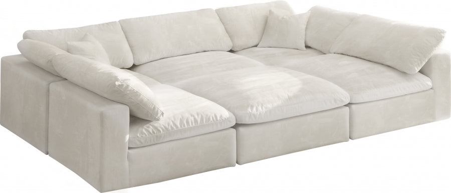 Sectionnel réversible rembourré en fibres de velours douillet et confortable, semblable à un nuage