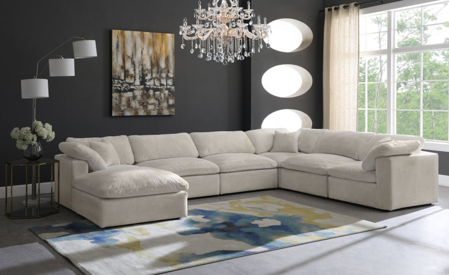 Sectionnel réversible rembourré en fibres de velours douillet et confortable, semblable à un nuage