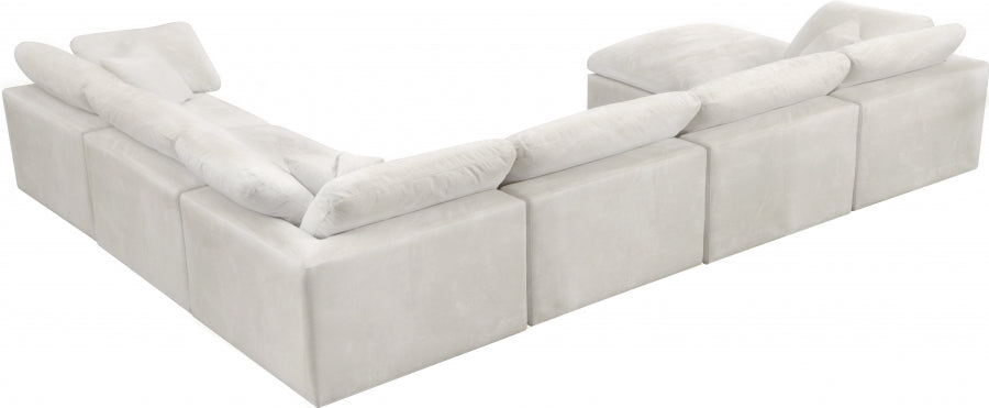 Sectionnel réversible rembourré en fibres de velours douillet et confortable, semblable à un nuage