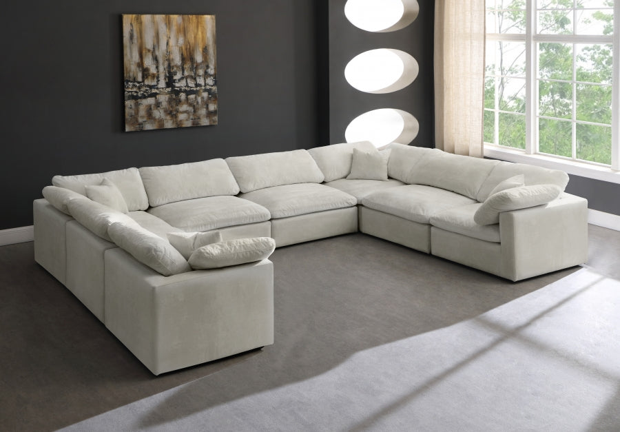 Sectionnel réversible rembourré en fibres de velours douillet et confortable, semblable à un nuage