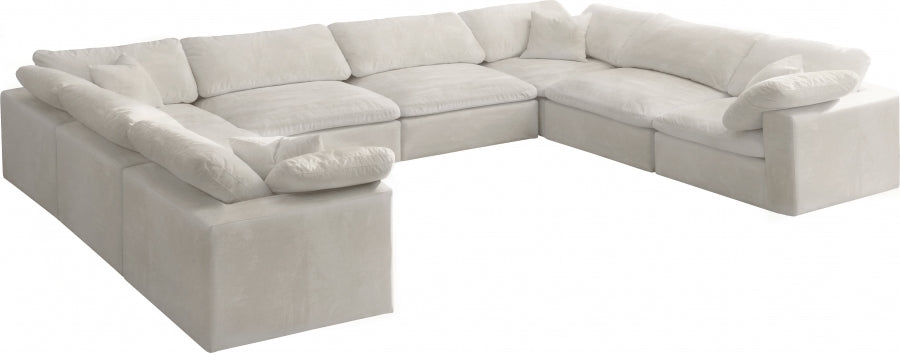 Sectionnel réversible rembourré en fibres de velours douillet et confortable, semblable à un nuage