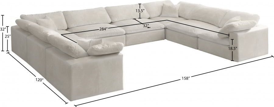 Sectionnel réversible rembourré en fibres de velours douillet et confortable, semblable à un nuage