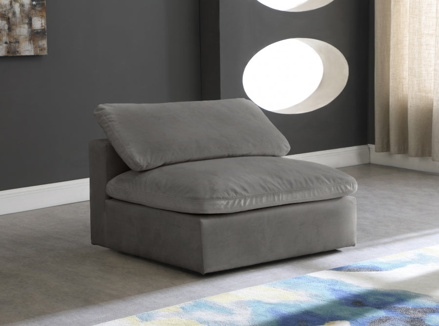 Chaise sans accoudoirs confortable rembourrée en fibre de velours Cosy Velvet