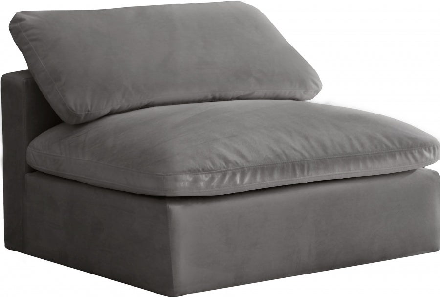 Chaise sans accoudoirs confortable rembourrée en fibre de velours Cosy Velvet