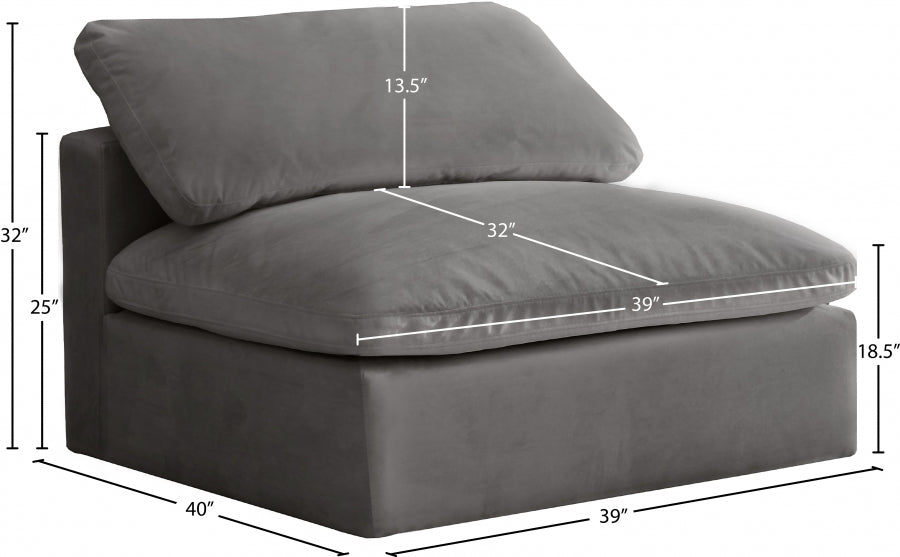 Chaise sans accoudoirs confortable rembourrée en fibre de velours Cosy Velvet