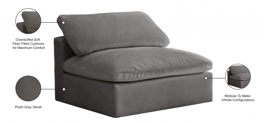 Chaise sans accoudoirs confortable rembourrée en fibre de velours Cosy Velvet