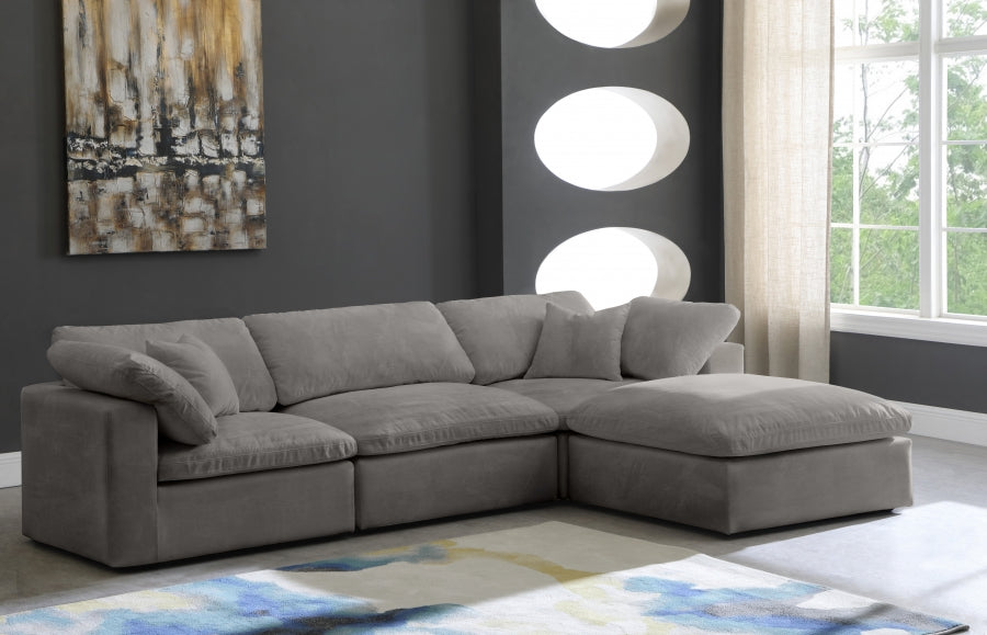 Sectionnel réversible rembourré en fibres de velours douillet et confortable, semblable à un nuage