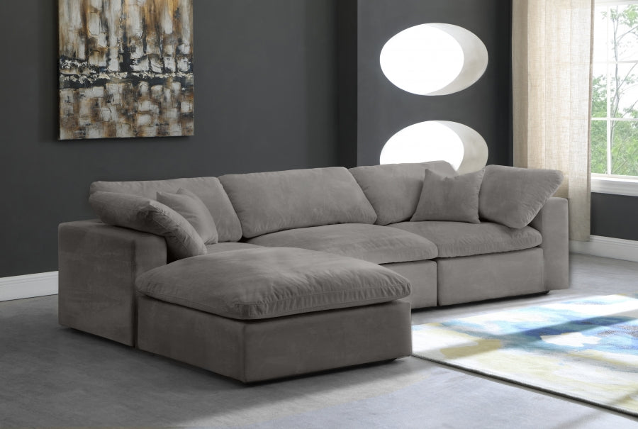 Sectionnel réversible rembourré en fibres de velours douillet et confortable, semblable à un nuage