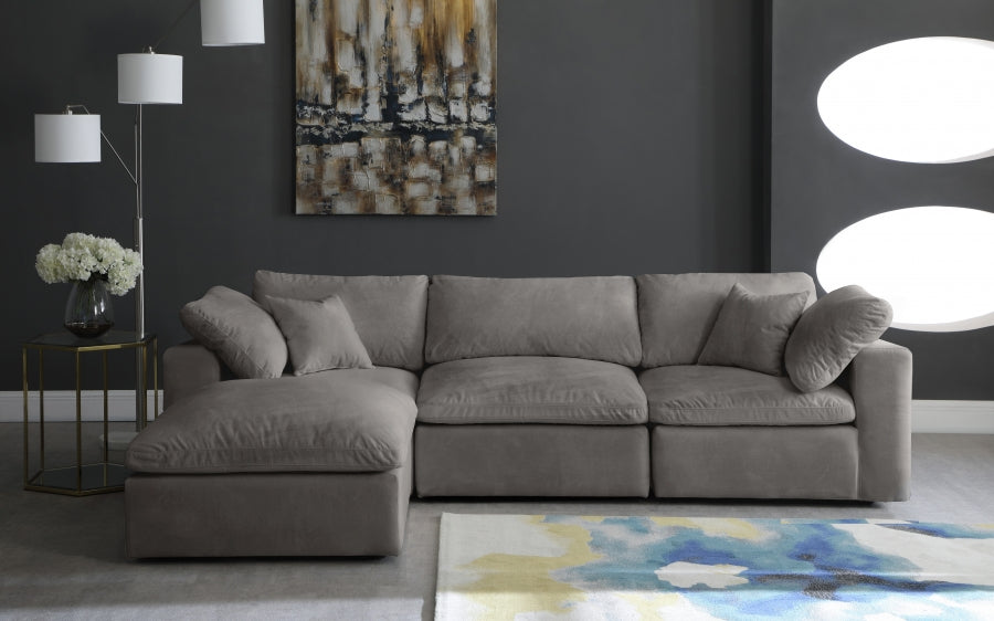 Sectionnel réversible rembourré en fibres de velours douillet et confortable, semblable à un nuage