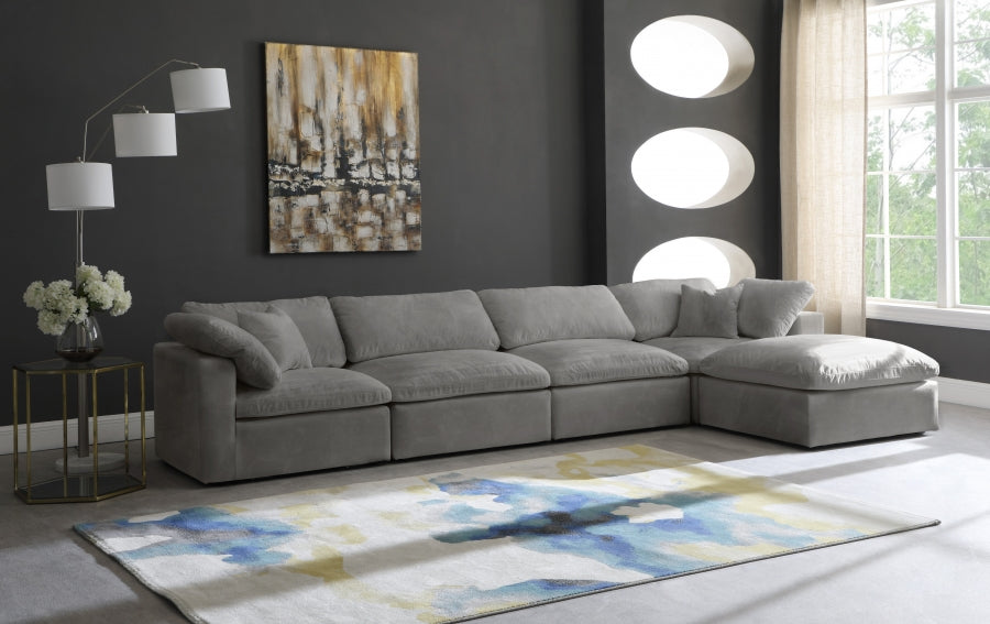 Sectionnel réversible rembourré en fibres de velours douillet et confortable, semblable à un nuage