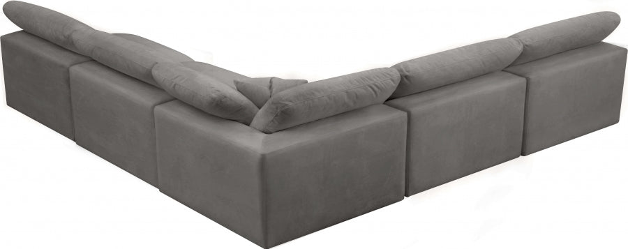 Sectionnel réversible rembourré en fibres de velours douillet et confortable, semblable à un nuage