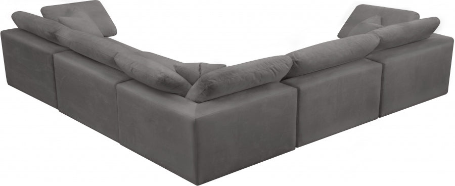 Sectionnel réversible rembourré en fibres de velours douillet et confortable, semblable à un nuage