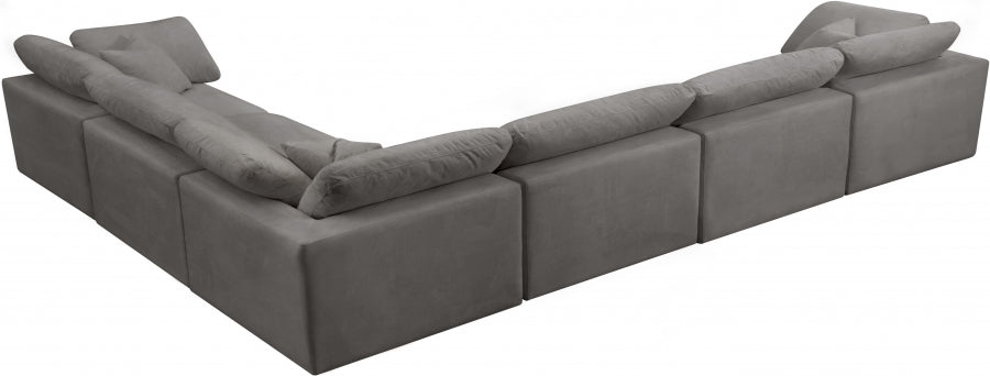 Sectionnel réversible rembourré en fibres de velours douillet et confortable, semblable à un nuage
