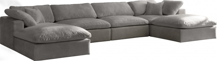 Sectionnel réversible rembourré en fibres de velours douillet et confortable, semblable à un nuage