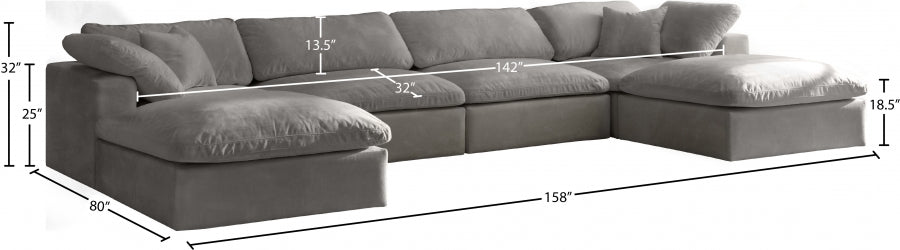 Sectionnel réversible rembourré en fibres de velours douillet et confortable, semblable à un nuage