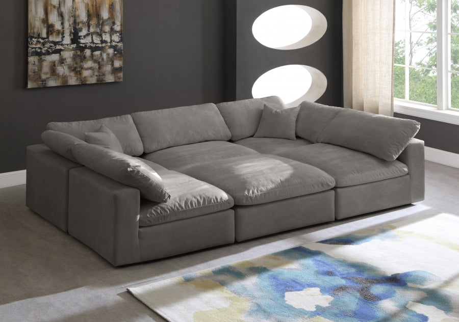 Sectionnel réversible rembourré en fibres de velours douillet et confortable, semblable à un nuage