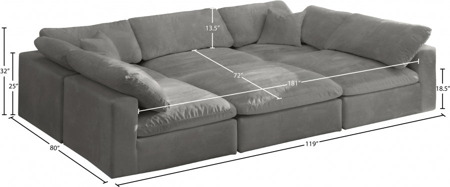Sectionnel réversible rembourré en fibres de velours douillet et confortable, semblable à un nuage