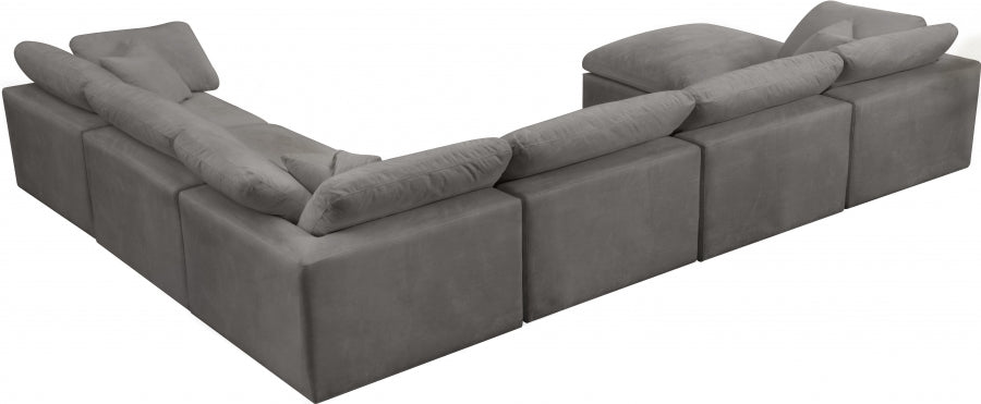 Sectionnel réversible rembourré en fibres de velours douillet et confortable, semblable à un nuage