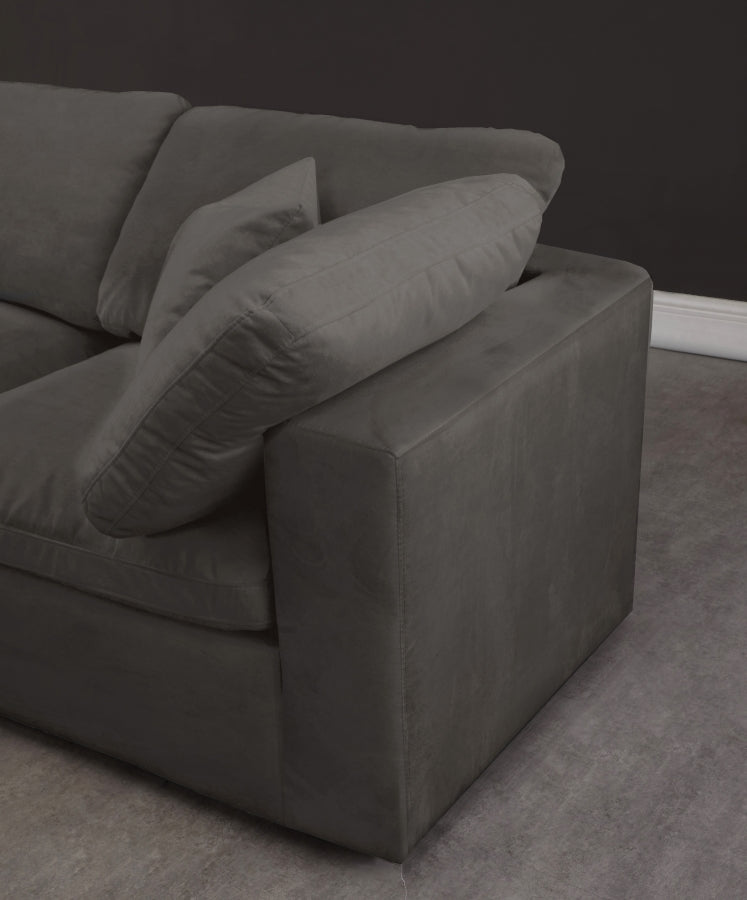 Sectionnel réversible rembourré en fibres de velours douillet et confortable, semblable à un nuage