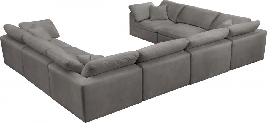 Sectionnel réversible rembourré en fibres de velours douillet et confortable, semblable à un nuage