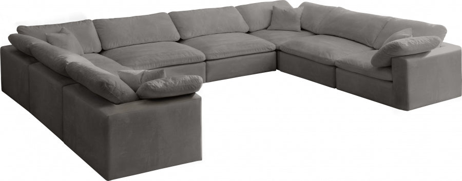 Sectionnel réversible rembourré en fibres de velours douillet et confortable, semblable à un nuage