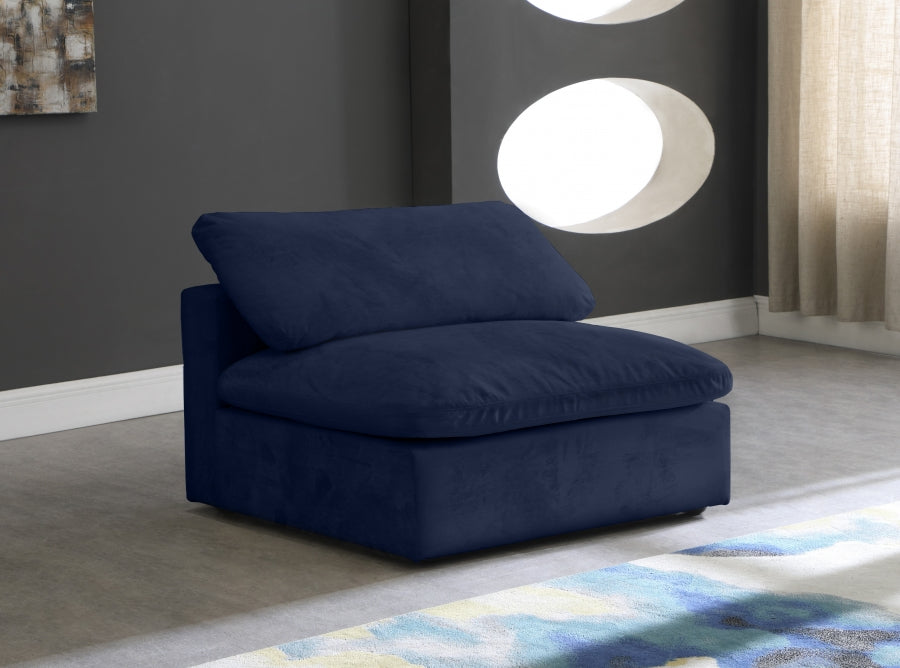 Chaise sans accoudoirs confortable rembourrée en fibre de velours Cosy Velvet