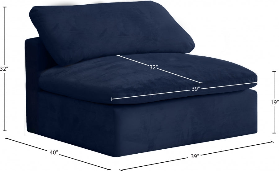 Chaise sans accoudoirs confortable rembourrée en fibre de velours Cosy Velvet
